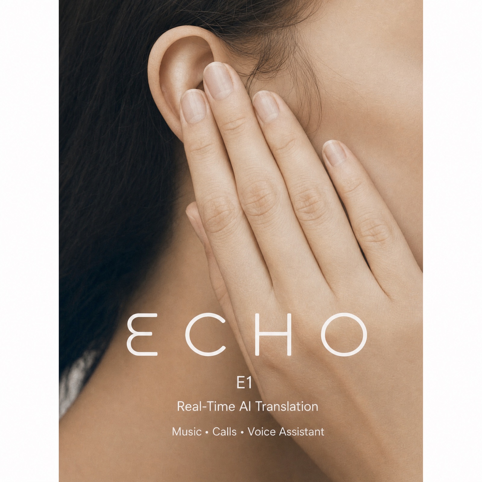 Echo E1 earbuds worn in-ear
